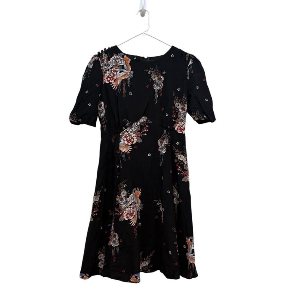 ASOS Black Floral Midi Dress with Puff Sleeves 4